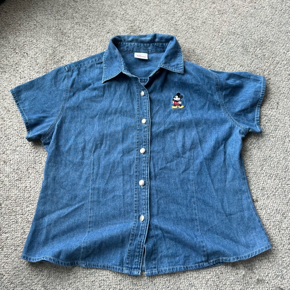 Vintage Denim Shirt with Mickey Mouse